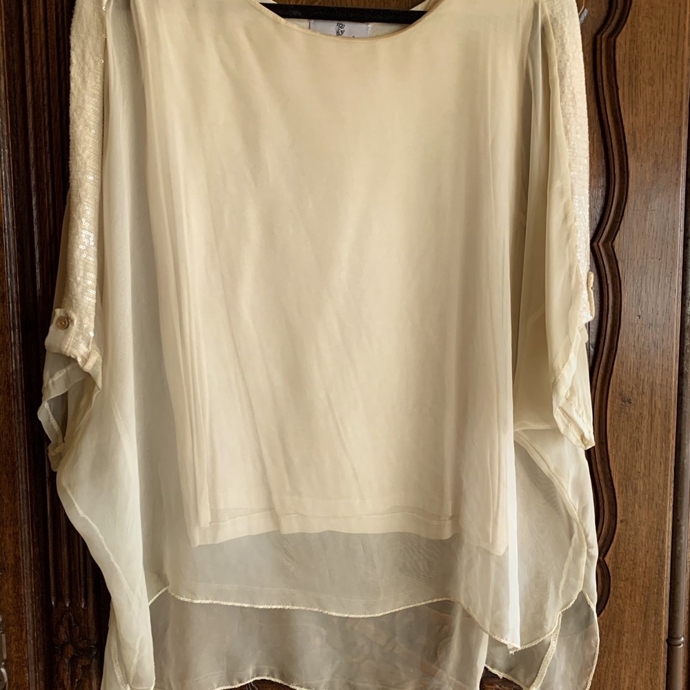 Caslon top with sequined yoke and sleeves